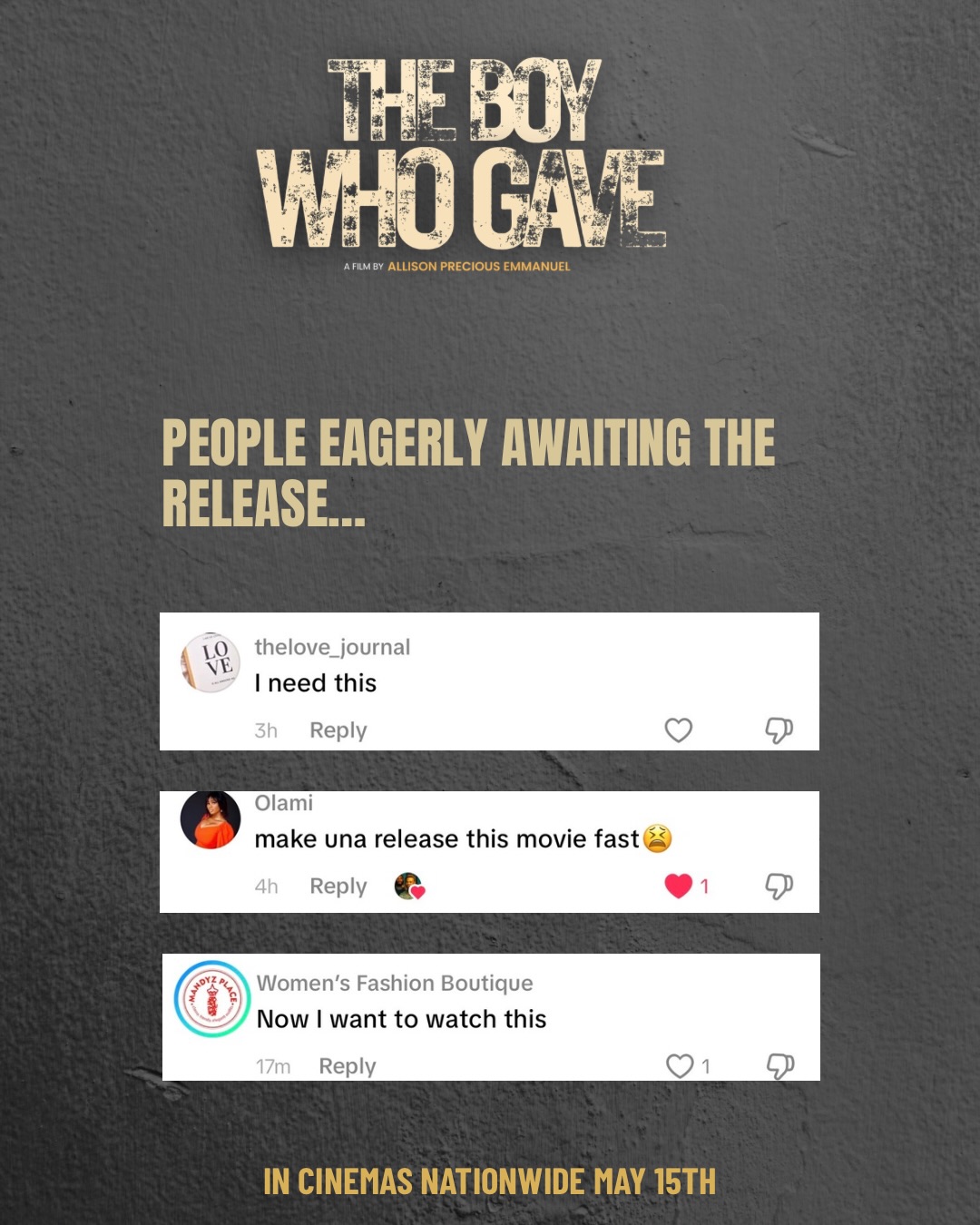 People eagerly awaiting the release of The Boy Who Gave