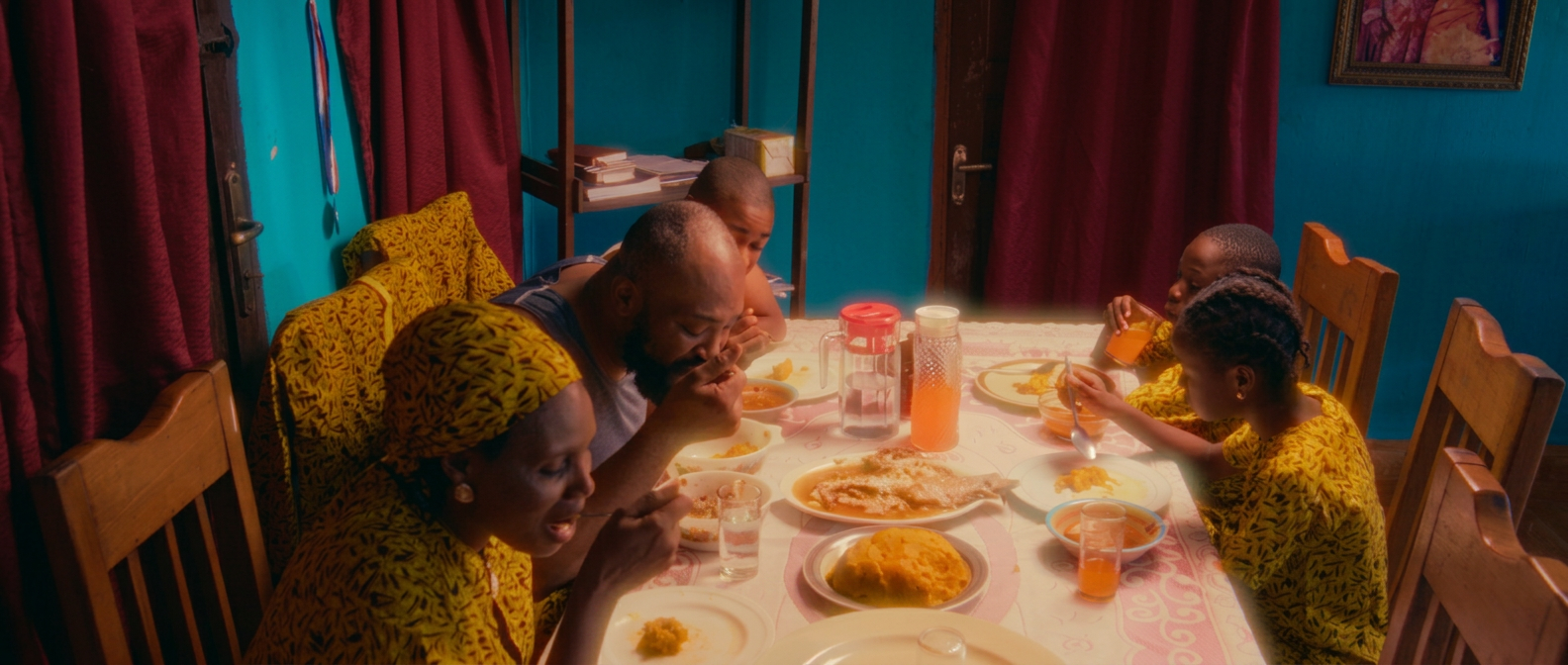 The family gathered around the dinner table