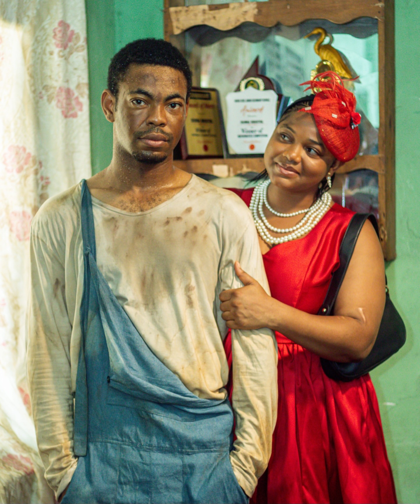 A young couple stand together